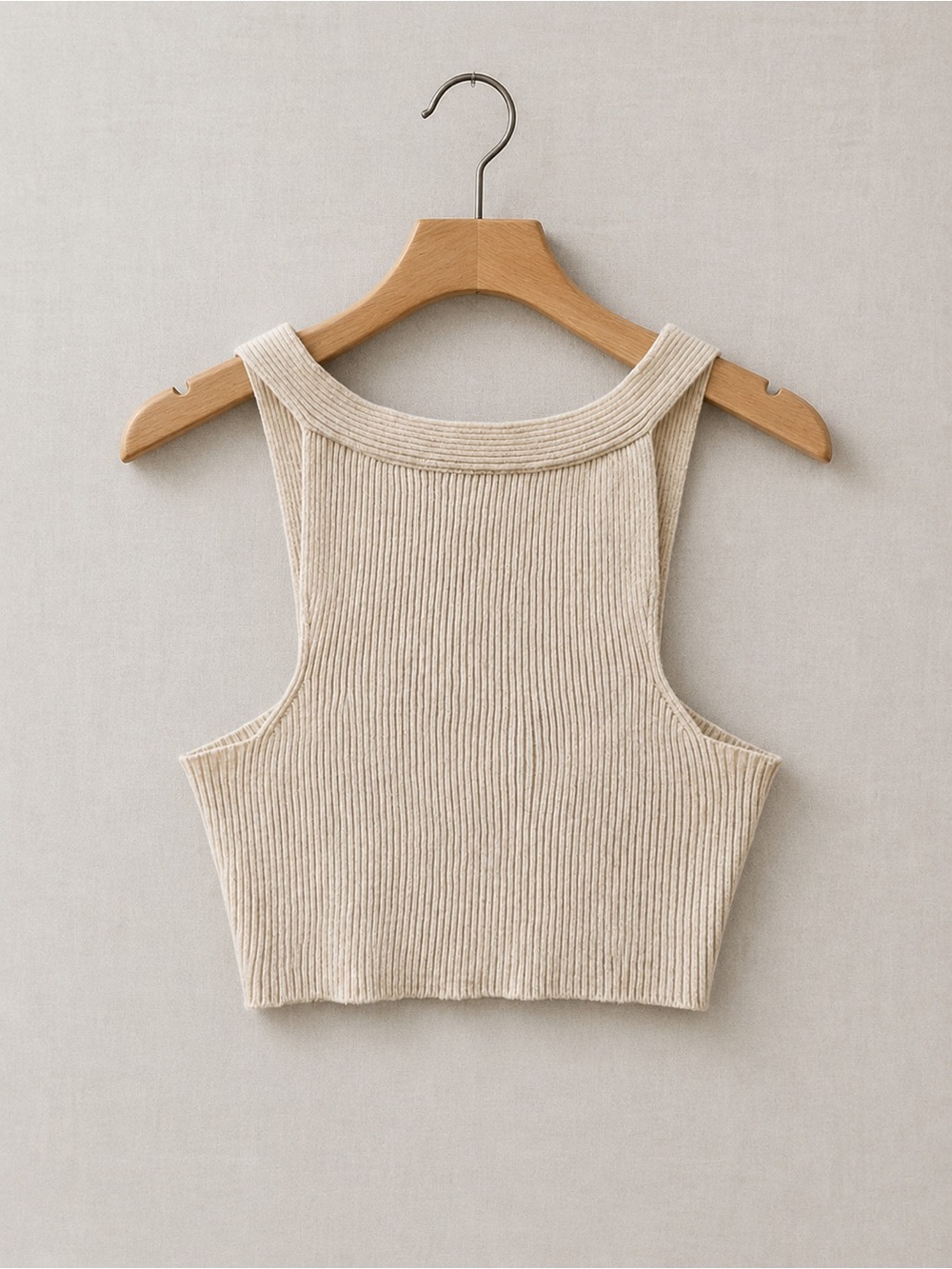 ASOS Cream Ribbed Racerback Crop Tank